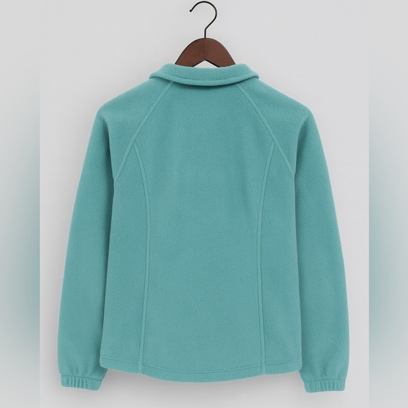 Columbia Women’s Large Sea Green Zip-Up Fleece Jacket Outdoor Hiking Layer - Picture 2 of 3
